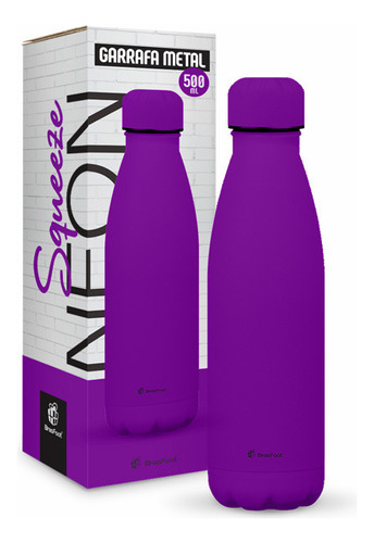 Garrafa Térmica Roxo Neon Gelada 12 Horas Parede Dupla 500ml