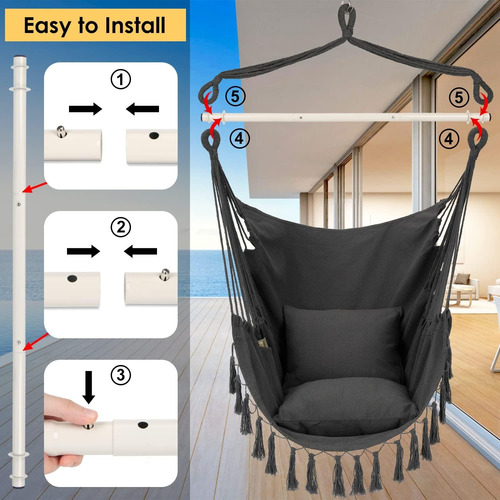 P218 Silla Hamaca Colgante Tipo Columpio Y Kit De Accesorios