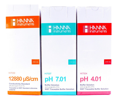 Kit De Soluciones Para Combo Hanna Ph7, Ph4 Y Conductividad