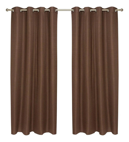 Cortinas Set Blackout 2p Termico Textura  Terracota 140x220