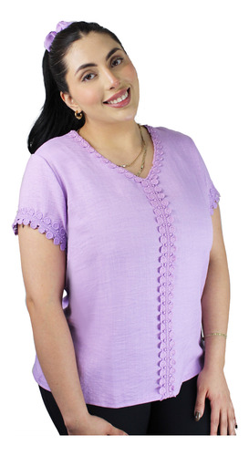 Blusa Elegante Con Guipiure Diseño Fresco Para Dama Mujer