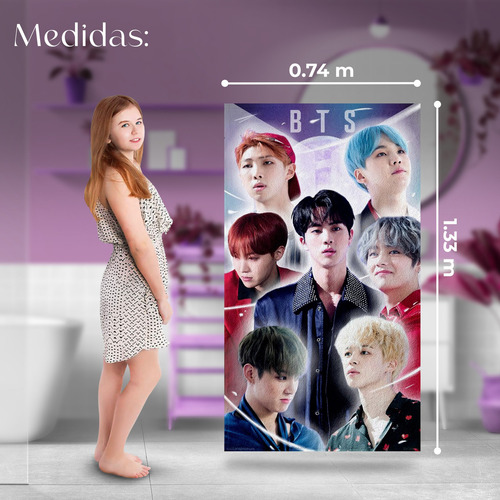 Toalla De Baño Bts Army Kpop Microfibra Poliester Diseño