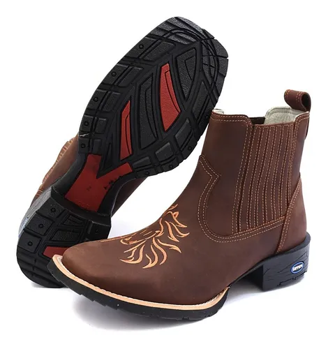 Bota masculina bico quadrado 2025 cano curto