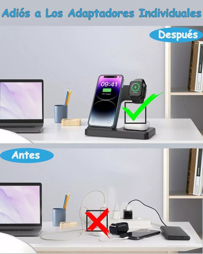 Cargador Inalámbrico 3 En 1 Base De Carga Rápida Para iPhone