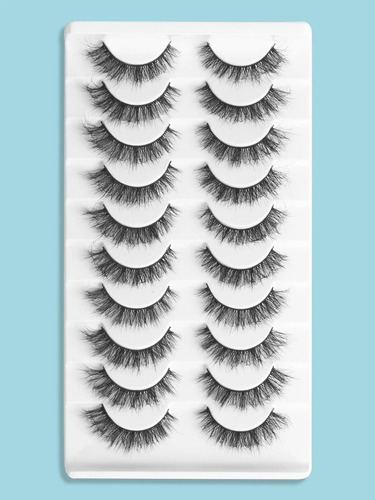 10 Pares De Pestañas Postizas Maquillaje Glam + Volumen 3d