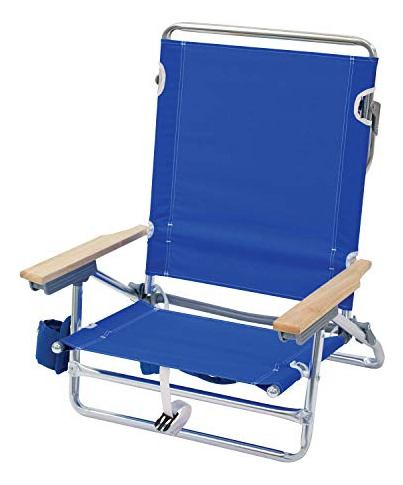 Silla Playa Plegable 5 Posiciones Con Mochila, Azul