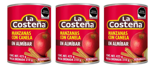 Manzana Con Canela En Almíbar La Costeña 425 G (3 Piezas)
