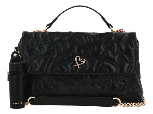 Bolso Tipo Crossbody Gorétt Capitonado Shantal P25 Negro Lisa Oro Negro