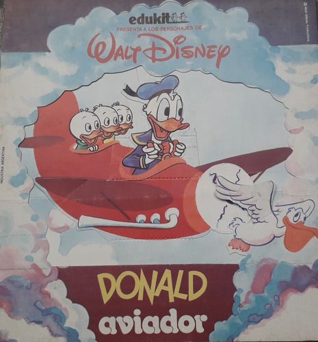 Libro Antiguo Edukit ** Donald Aviador** Walt Disney 1984