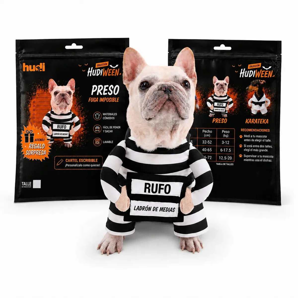 Disfraz de Preso Hudiween para Perro Talle S