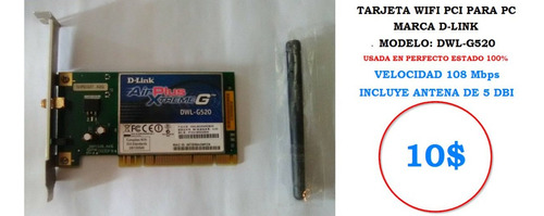 Tarjeta Pci Para Pc Dlink Dwl-g520