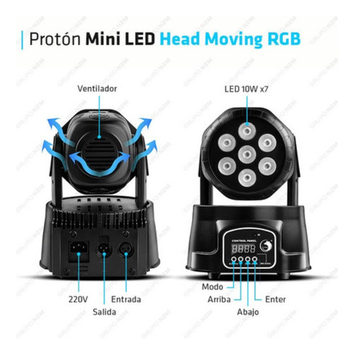 Pack 4 Cabeza Movil Robotico Par 7 Led Rgbw Dmx Fiesta Disco