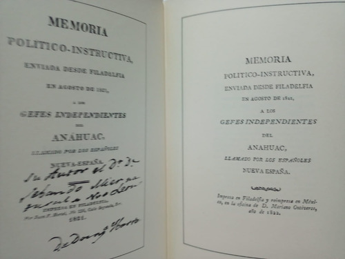 Memoria Político - Instructiva (03b2) Dr. S. Teresa De Mier (Usado)
