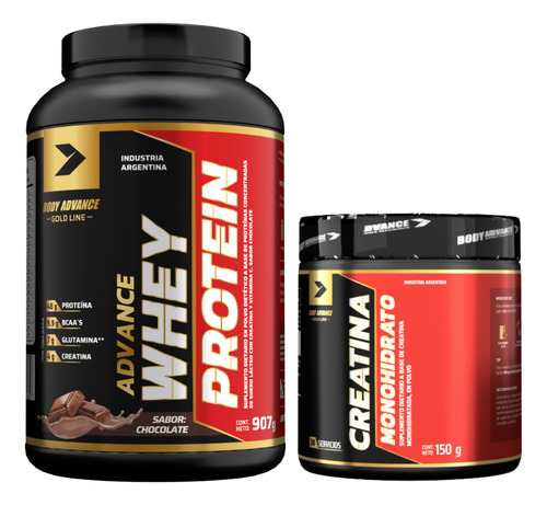 Combo Whey 907 Grs + Creatina 150 Grs Body Advance Sabor Chocolate