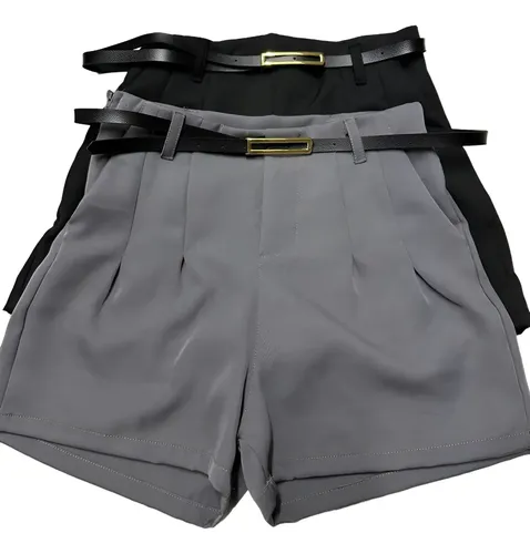 Kit 2 Shorts Feminino Alfaiataria Moda Cinto