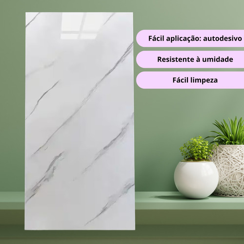 Kit 6 Placas Adesivas Mármore Parede 3d Porcelanato Lavável