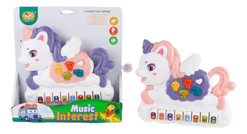 Unicornio Piano Con Luz Y Sonido 2226568 Shine Color Violeta
