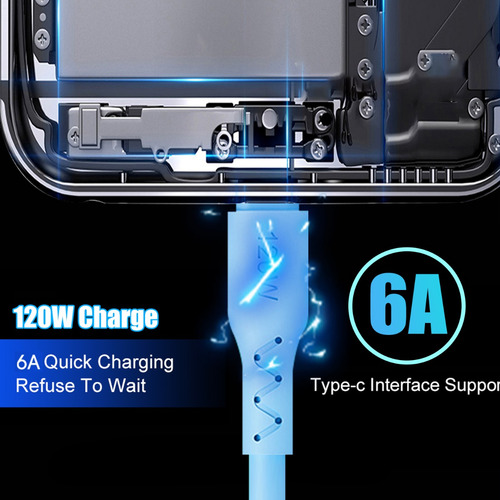Cable De Carga Rápida Usb-c De 1 M, 120 W Y 6 A, Cable De Ca