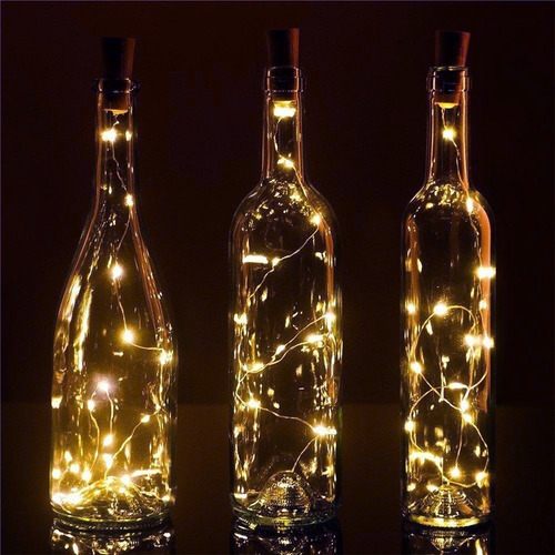 Imagen 2 de 3 de Corcho Con Luces Led Luminoso Deco Botellas Colores A Pilas