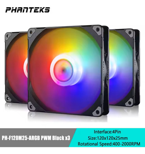 Cooler Phanteks M25-120 Pwm 120 Pack X3 2000 Rpm Drgb (Usado)