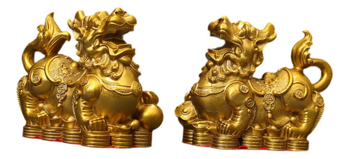 2x Estátua Pixiu Chinês Feng Shui Estatueta Animal Adorno