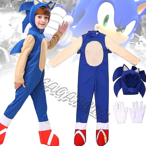 Disfraz Cosplay Tipo Sonic Boom Superheroe Erizo