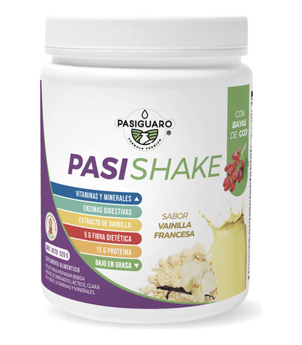 Malteada Pasi-shake Vainilla 520 G Proteina + Bayas Goji