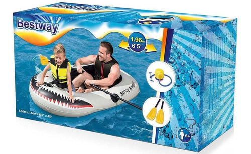 Bote Salvavidas Inflable C Remos P Niños 1.96m Piscina Playa