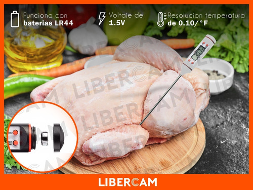 Imagen 5 de 10 de Termometro Digital Cocina Lcd Pinchacarne Liquido Acero Inox