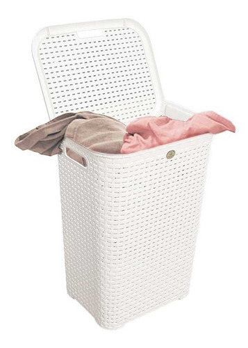 Pack 2 Cesto Canasta Organizador Ropa Sucia Tapa Utilísimo Color Blanco