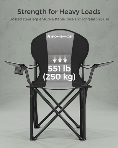 Silla De Camping Plegable, Soporta 551 Libras, Con Cómodo As