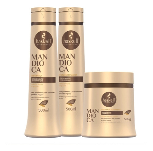 Kit Haskell 500ml Shampoo Condicionador Máscara Cavalo Forte