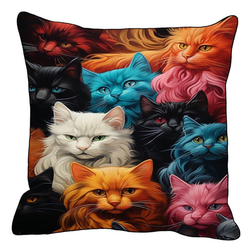 Cojines Decorativos Gatos Cats Colores Animales 40cm Pj