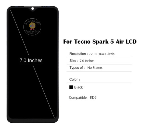 Zc Pantalla Táctil Lcd Display Para Tecno Spark 5 Air Kd6a Kd6