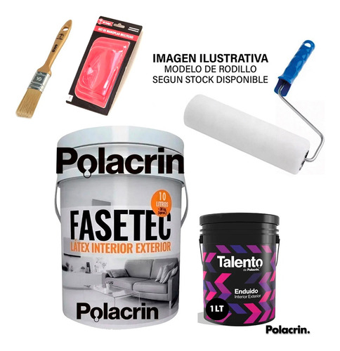 Pintura Latex Fasetec 10 + Enduido Pincel Rodillo Espatulas