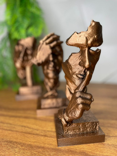 Trio Estatuetas Pensador -silêncio, Meditação E Concentração
