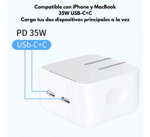 Imagen 4 de 8 de Adaptador De Corriente Compacto 35 W Con Dos Puertos Usb-c