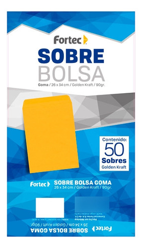 Sobre Engomado Fortec B-26-kg Extra Oficio Amarillo 50 Pzas