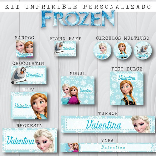 Candy Bar Frozen Elsa Y Anna Kit Imprimible Personalizado