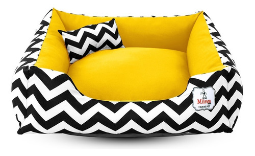 Cama P/ Cachorro Gato Caminha Pet 70x70 100% Lavável+ Brinde Cor Chevron Amarelo