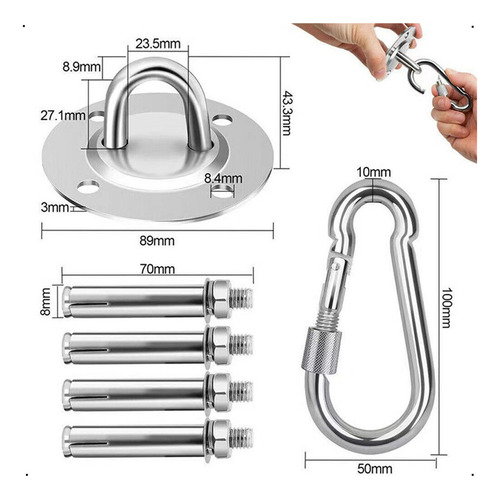 Ganchos De Techo For Colgar Hamaca Trx Yoga Sus, 12 Piezas