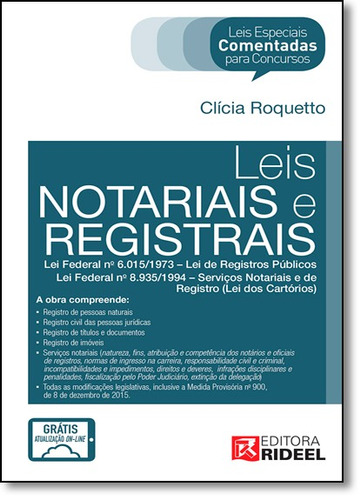 Leis Notariais E Registrais - Leis Especiais Comentadas - Ri