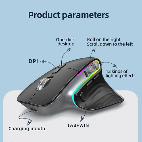 Mouse Ergonomico Tri-mode Seenda Wireless Bluetooth 2.4ghz