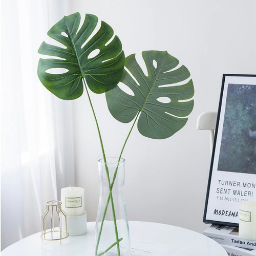 Planta Artificial Hoja Costilla De Adan Deco Interiores 61cm Color Verde Claro