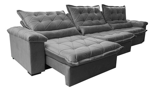 Sofá Retrátil 3,55m Cama Inbox Big Fresh. Com Softgel d40 Cor Cinza