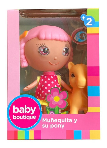 Muñeca Baby Boutique - Muñequita Y Su Pony (pelo Rosa)