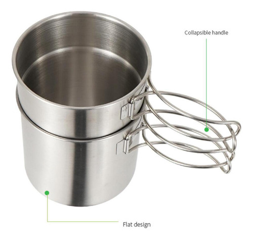 2 Piezas Kit De Taza De Camping Olla Cuenco De Cocina
