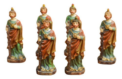 Set Estatua Figura De Santos X6 En Poliresina 8cm Decorativo