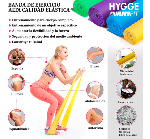 Imagen 5 de 10 de Banda Elástica Larga Látex Media Rehabilitación Yoga Fitness