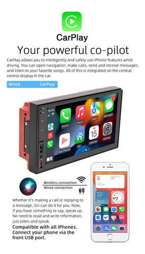 Jugador Mp5 Carplay Con Android Usb Dirección Auto Fm/am